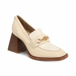 Promo 😍 Sam Edelman Quincy Block-Heel Loafer Pumps Eggshell/modern Ivory ❤️
