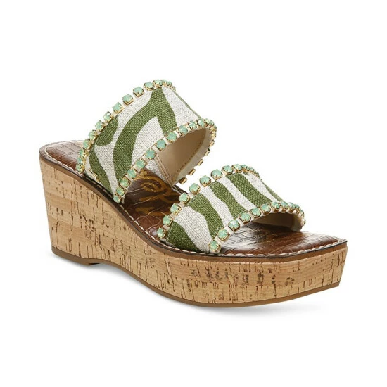 Discount π₯ Sam Edelman π© Women's Angelina Platform Wedge Slide π©΄ Sandals Soft Fern / Natural π