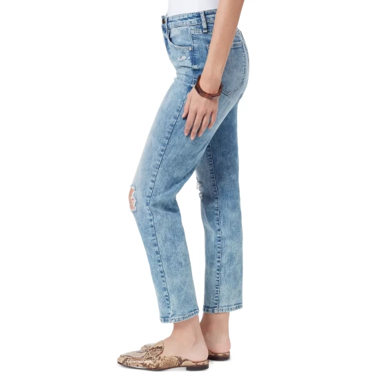 Best Sale β Sam Edelman High Rise Distressed Straight Leg π Jeans Blue Pond β - Image 4