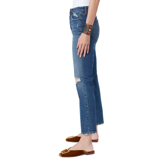 Best Sale β Sam Edelman High Rise Distressed Straight Leg π Jeans Blue Pond β - Image 6