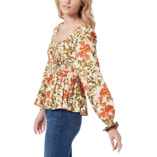 Deals π Sam Edelman Cilian Cotton Smocked Bustier Blouse Ginger Bread β - Image 4