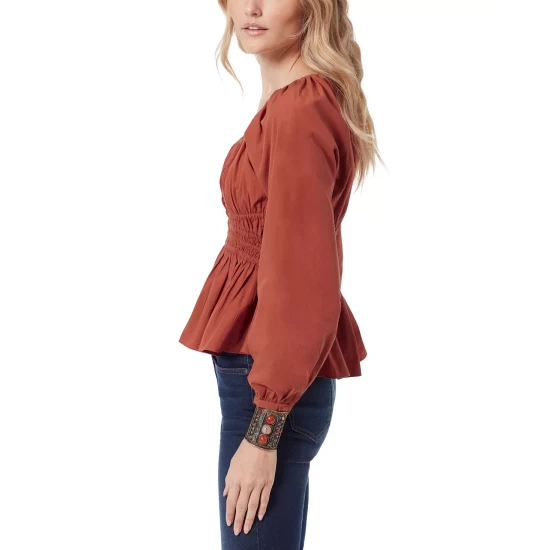 Deals π Sam Edelman Cilian Cotton Smocked Bustier Blouse Ginger Bread β - Image 5