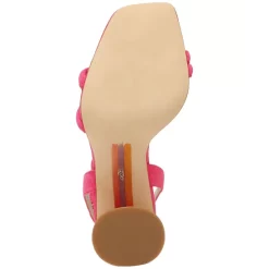 Coupon ❤️ Sam Edelman 👩 Women's Donnie Embellished Strappy Block-Heel 🩴 Sandals Soft Silver Glitter Satin 🌟