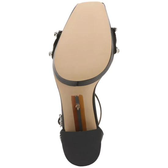 Coupon β€οΈ Sam Edelman π© Women's Donnie Embellished Strappy Block-Heel π©΄ Sandals Soft Silver Glitter Satin π - Image 2