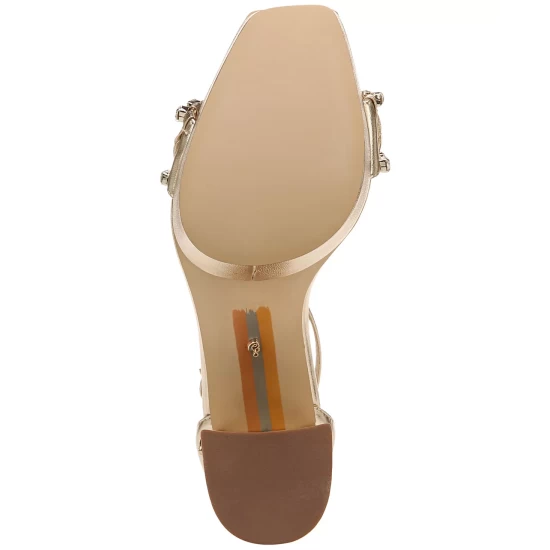 Coupon β€οΈ Sam Edelman π© Women's Donnie Embellished Strappy Block-Heel π©΄ Sandals Soft Silver Glitter Satin π - Image 3