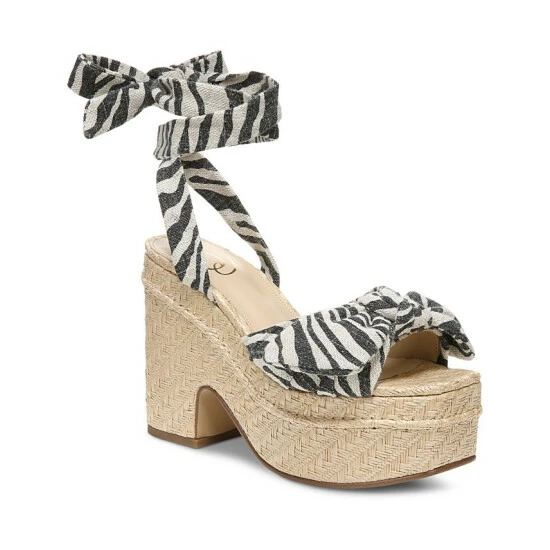 Buy π Sam Edelman π© Women's Tula Ankle-Tie Platform Wedge π©΄ Sandals Black And Natural π₯°