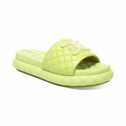 Wholesale 😍 Sam Edelman 👩 Women's Karinda Quilted Emblem Slide 🩴 Sandals Kiwi 👏