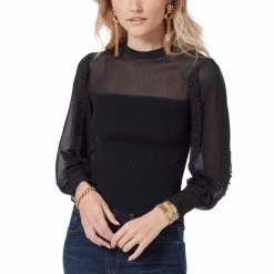 Buy 🥰 Sam Edelman Julian Sheer Ruffle Sleeve Sweater Canyon Clay ⭐