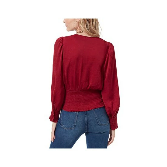 Budget π Sam Edelman Sam Edleman π© Women's Edith Shirred-Shoulder Smocked Top Wine 𧨠- Image 2