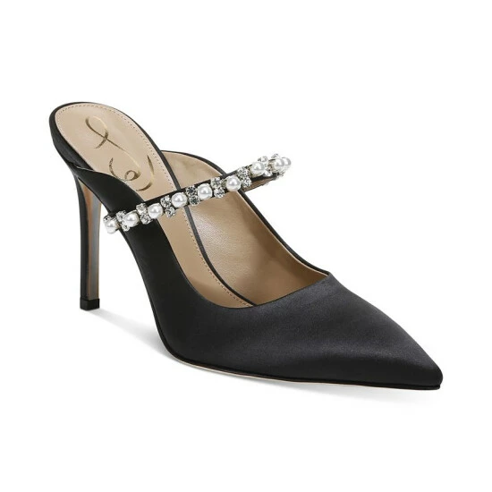 Outlet β Sam Edelman π© Women's Hyland Embellished Evening Mules Deep Sapphire Velvet π