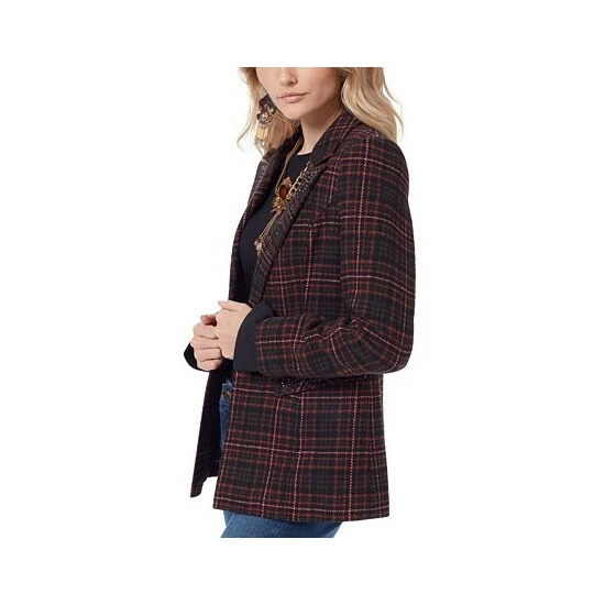 Top 10 𧨠Sam Edelman π© Women's Margot Embellished Plaid Blazer Charcoal 𧨠- Image 3
