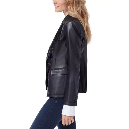 Best deal π Sam Edelman Imogen Faux Leather Double Breasted Blazer Charcoal π - Image 4