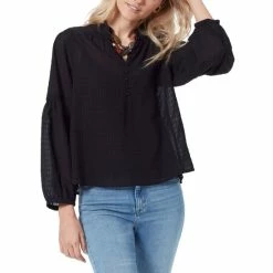 Wholesale 🛒 Sam Edelman 👩 Women's Emmeline Smocking-Trimmed Blouse Black 🔔